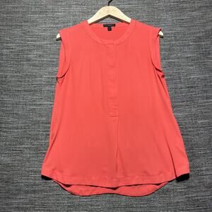 J. Crew Shirt Women's 4 Coral Red Drapey Sleeveless Popover Button C6249